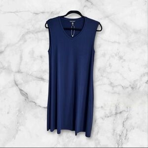 Eileen Fisher Navy Midi Dress Minimalist Lagenlook S/P